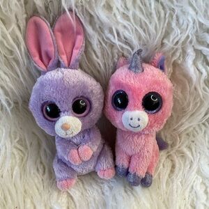 Ty Beanie Boo Plush Toys Petunia Rabbit And Magic Unicorn